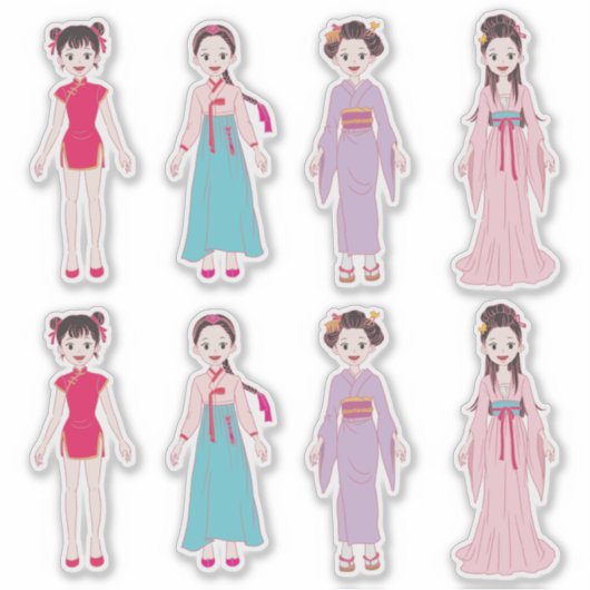 Sticker Filles asiatiques (Devant)