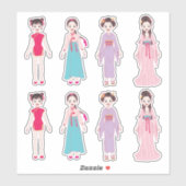 Sticker Filles asiatiques (Feuille)