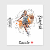Sticker Filles Basketball Aquarelle Personnalisée (Feuille)