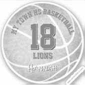 Sticker filles basketball gris clair avec nom d'équipe (Devant)