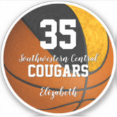 Sticker filles basketball noir or école couleurs (Devant)