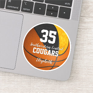 Sticker filles basketball noir or école couleurs