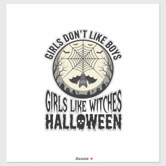 Sticker Filles comme sorcières Halloween Design Vector Vin (Feuille)