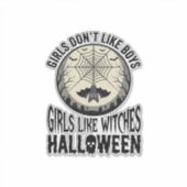 Sticker Filles comme sorcières Halloween Design Vector Vin (Devant)