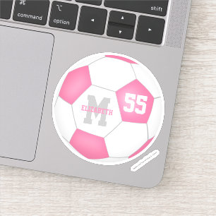 Sticker Filles de football blanc rose personnalisées