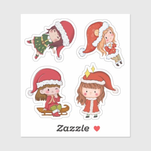 Sticker Filles de Noël (Feuille)
