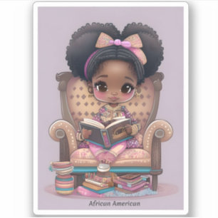 Sticker Filles du monde de la lecture - Afro-Américain