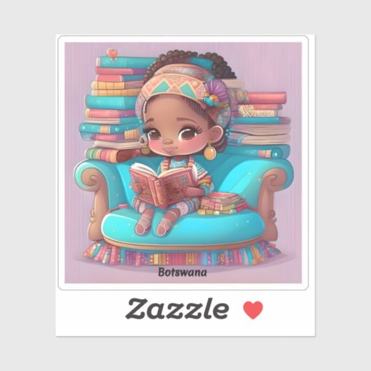 Sticker Filles du monde de la lecture - Botswana (Feuille)