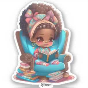 Sticker Filles du monde de la lecture - Djibouti