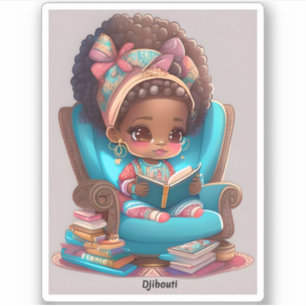 Sticker Filles du monde de la lecture - Djioubti