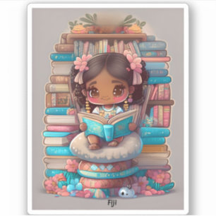 Sticker Filles du monde de la lecture - Fidji