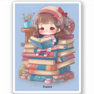 Sticker Filles du monde de la lecture - France