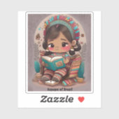 Sticker Filles du monde de la lecture - Kayapo du Brésil (Feuille)