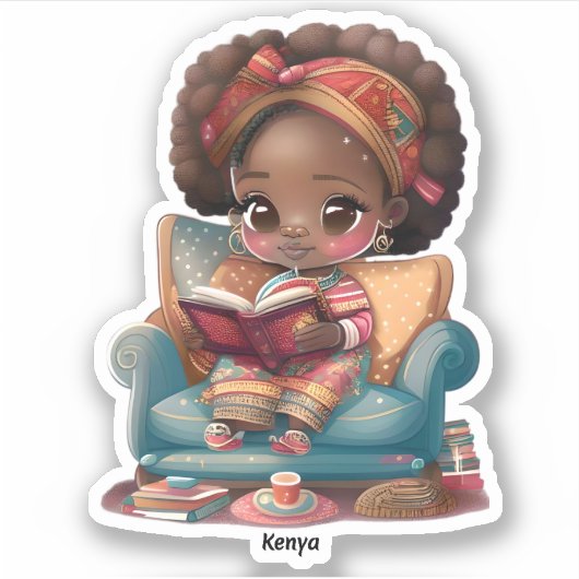 Sticker Filles du monde de la lecture - Kenya (Devant)