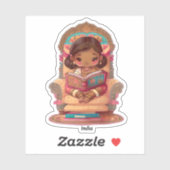 Sticker Filles du monde qui lisent - Inde (Feuille)