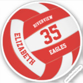 Sticker filles garçons simple rouge blanc équipe couleurs  (Devant)