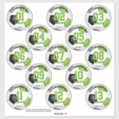 Sticker filles garçons vert vif noir ensemble de 13 footba (Feuille)