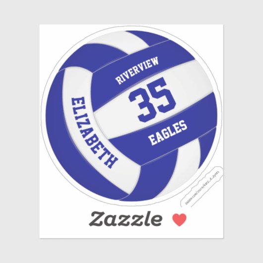 Sticker filles garçons volleyball bleu blanc personnalisé (Feuille)