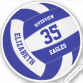 Sticker filles garçons volleyball bleu blanc personnalisé (Devant)
