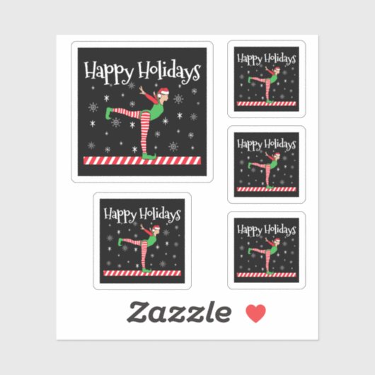 Sticker Filles Gymnastique Elfe de Noël (Feuille)