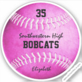 Sticker filles hot rose softball personnalisé nom de l'équ (Devant)
