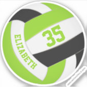 Sticker filles nom jersey numéro lime noir volleyball (Devant)
