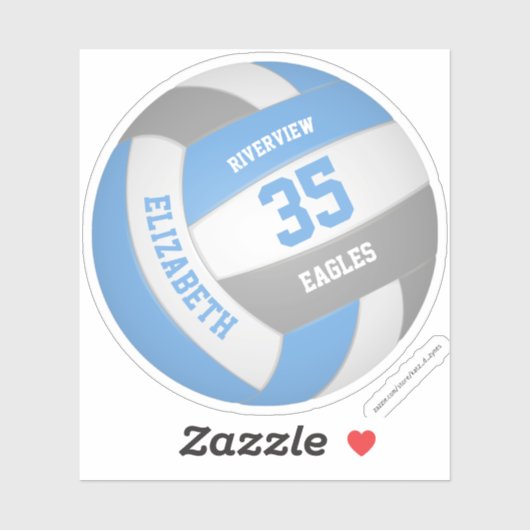 Sticker filles nom jersey numéro lt bleu gris volleyball (Feuille)