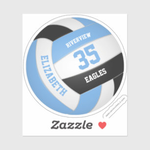 Sticker filles nom jersey numéro lt bleu noir volleball
