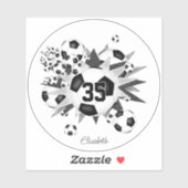 Sticker filles nom sur black white socer ballon souffle (Feuille)