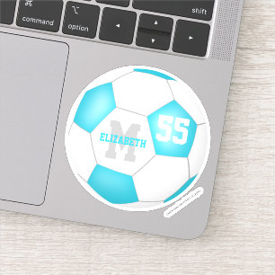 Sticker filles personnalisées turquoise soccer