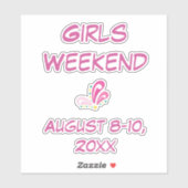 Sticker Filles Week-end avec Date Texte personnalisable (Feuille)