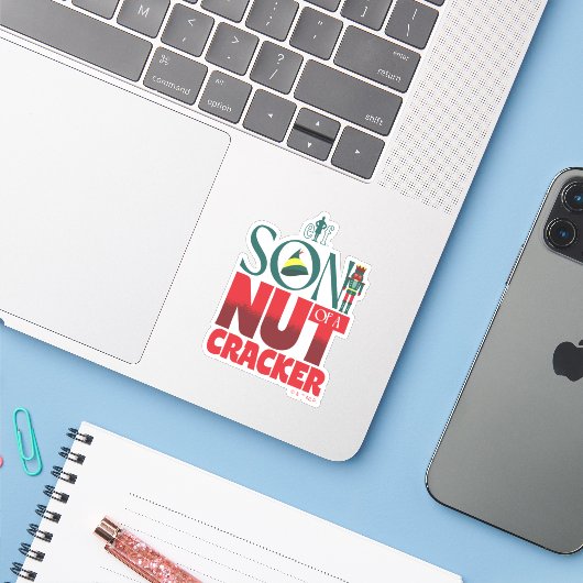 Sticker Fils d'un Graphisme Casse-Noix (Ordinateur portable avec iPhone)
