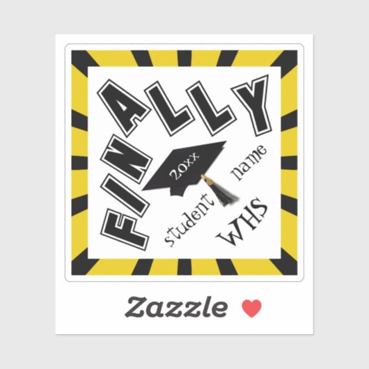 Sticker FINALEMENT ! ! Graduation Noire et Or (Feuille)