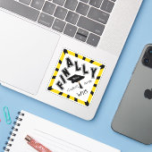 Sticker FINALEMENT ! ! Graduation Noire et Or (Ordinateur portable avec iPhone)