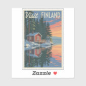Sticker Finlande Lake Travel Art Vintage (Feuille)