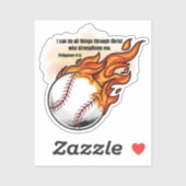 Sticker Fireball Baseball Verset Biblique Philippiens 4:13 (Feuille)