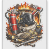 Sticker Firefighter Tools Sticker, Fire Rescue Gear Decal, (Devant)