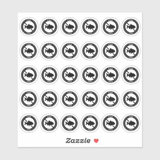 Sticker Fish Free Wedding Place Card Mini Food Allergy (Feuille)