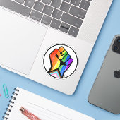 Sticker FISTE DE LA Fierté DU PROGRÈS LGBTQ RÉSISTANCE (Ordinateur portable avec iPhone)