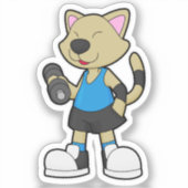 Sticker Fitness au chat avec Dumbbell (Recto)