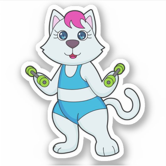 Sticker Fitness Cat Dumbbell (Devant)