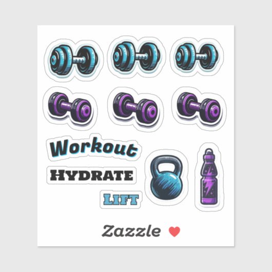 Sticker Fitness Fitness Motivational Workouts Dumbbells (Feuille)