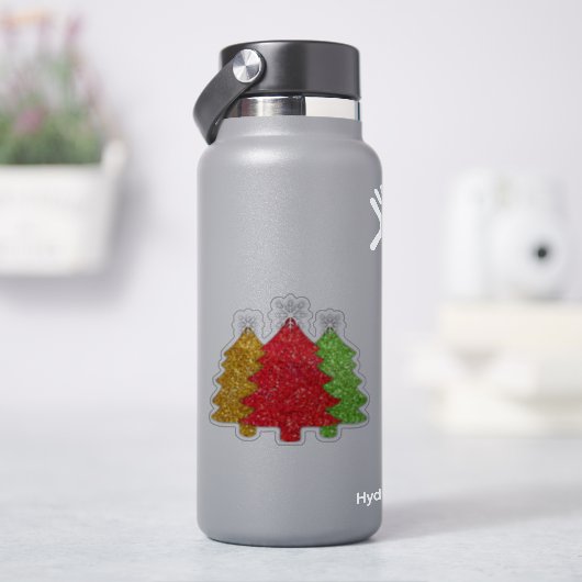 Sticker Flacon de neige de l'arbre de Noël rouge étincelan (HydroFlask)