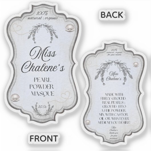 Sticker Flacon Pot Antique Lotion Vintage Bleu (Devant)