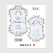 Sticker Flacon Pot Antique Lotion Vintage Bleu (Feuille)