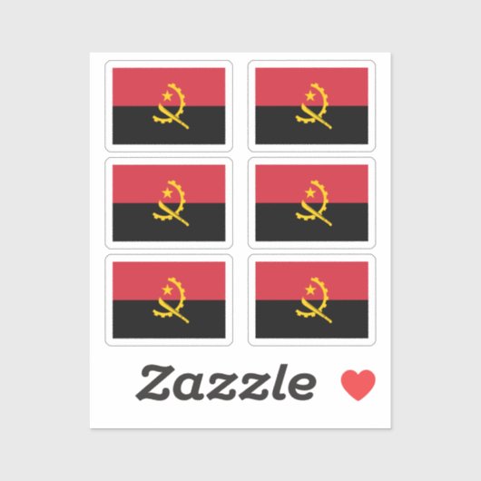 Sticker Flag of Angola Collection pack de 6 (Feuille)