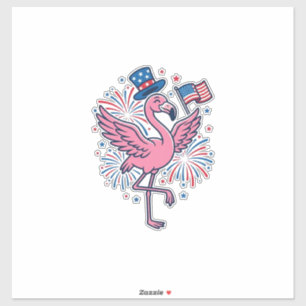 Sticker Flamant patriotique feux d'artifice Vector Design_