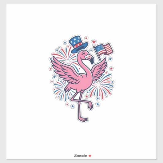 Sticker Flamant patriotique feux d'artifice Vector Design_ (Feuille)