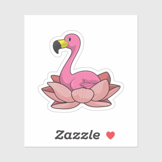 Sticker Flamant rose à fleur de Lotus (Feuille)