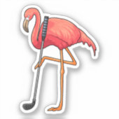 Sticker Flamant rose à Golf avec Golf Club (Recto)